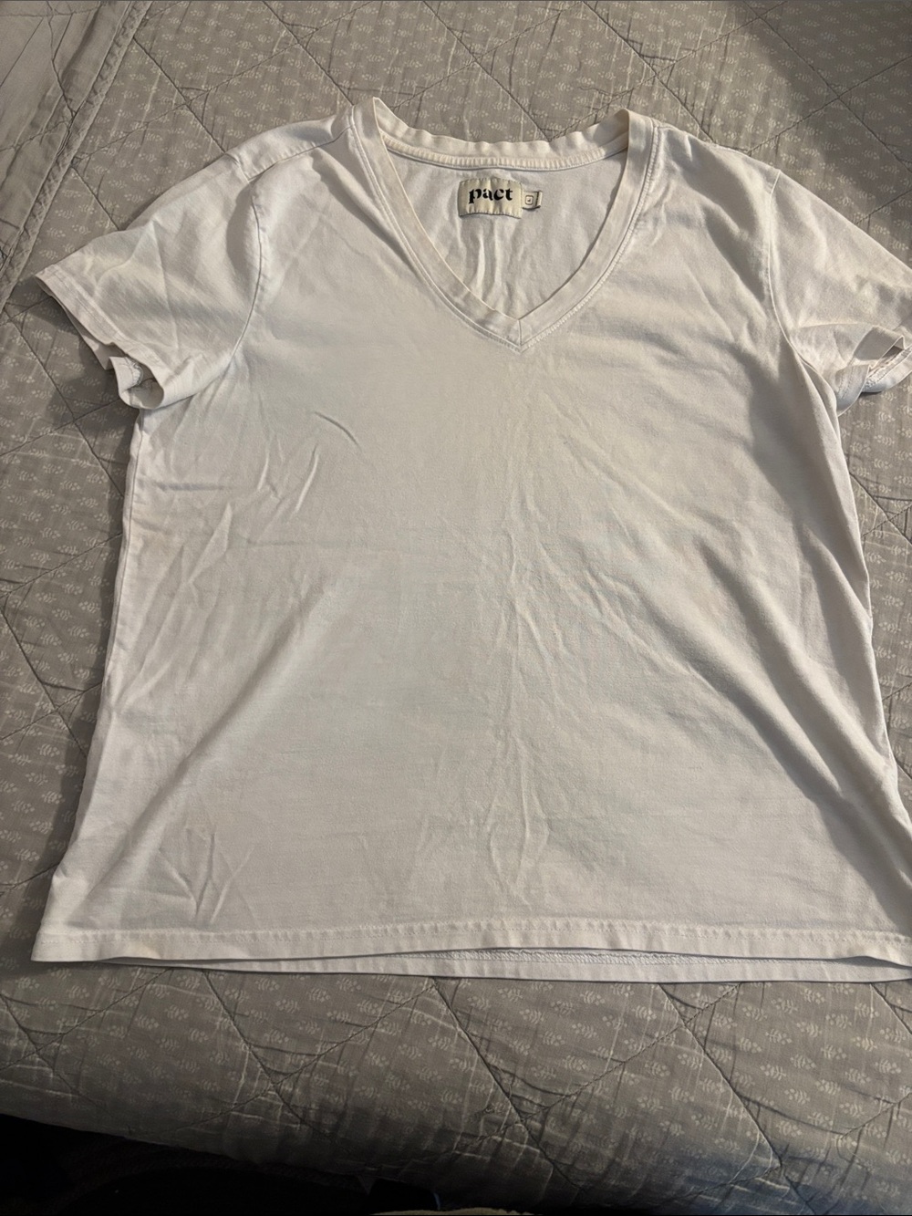 Pact Women's White V-Neck Short Sleeve Tee - Clean Classic